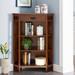 Leick Home Mission Mantel Height Corner Bookcase with Drawer Storage
