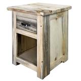 Loon Peak® Brockport Collection Rugged Sawn One Drawer Nightstand W/Forged Iron Accents - Natural Clear Lacquer Finish - 25 Inch Height Wood | Wayfair