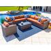 Wade Logan® Aleyza Wicker/Rattan 7 - Person Seating Group w/ Sunbrella Cushions Synthetic Wicker/All - Weather Wicker/Wicker/Rattan in Gray | Outdoor Furniture | Wayfair