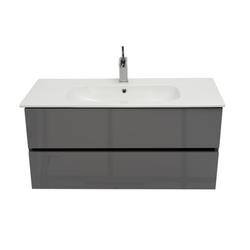 Latitude Run® Veneto 40″ Wall Mount Single Bathroom Vanity w/ Ceramic Top Wood/in Gray | 19 H x 40 W x 18 D in | Wayfair