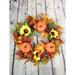 Primrue Ansuma 16" Orange Handmade Halloween Pumpkin & Pine Cones Wreath Wood/Twig in Brown/Green/Orange | 16 H x 16 W x 3 D in | Wayfair