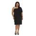 Plus Size Women's Asymmetric Knee-Length Dress with Draped Shoulder and Diamante Strap by R&M Richards in Black (Size 16W)