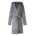 Dressing Gown Mens Fluffy - Super Soft Mens Dressing Gown with Hood Black Or Grey Fleece Lounge Wear