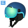 EnzoDate-Casque de ski et de neige avec lunettes intégrées bouclier 2 en 1 506 masque amovible