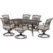 Agio Renditions 7-Piece Set with 6 Swivel Rockers and 38-in. x 72-in. Cast-Top Table, Featuring Sunbrella® Fabric in Silver