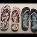 Disney Shoes | Disney Women’s Flip Flop Set | Color: Cream/Tan | Size: Large 9/10