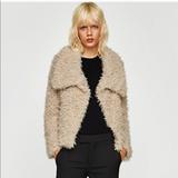 Zara Jackets & Coats | Faux Fur Coat | Color: Cream/Tan | Size: M