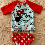 Disney Swim | Disney Minnie Mouse Two Piece Swimsuit | Color: Green/White | Size: 4g