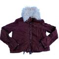 Free People Jackets & Coats | Free People Faux Shag Fur Lined Maroon Jacket | Color: Purple/Black | Size: Xs