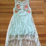 Free People Dresses | Free People Lace Floral Crochet Dress Size Small | Color: Silver/White | Size: S