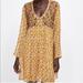 Zara Dresses | Floral Print Dress | Color: Tan | Size: L