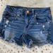 American Eagle Outfitters Shorts | American Eagle Distressed Denim Midi Shorts Size 6 | Color: Blue/Black | Size: 6