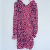 Zara Dresses | Floral Ruffle Dress | Color: Purple/Pink | Size: L