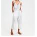 American Eagle Outfitters Dresses | Ae Striped Button-Front Culotte Jumpsuit | Color: Silver | Size: S