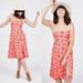 Free People Dresses | Free People Dress Midi Coral Bird Print Size 2 | Color: Silver | Size: Xs