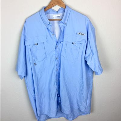 Columbia Shirts, Columbia Pfg Sahara Vented Fishing Shirt Xlt, Color:  Blue