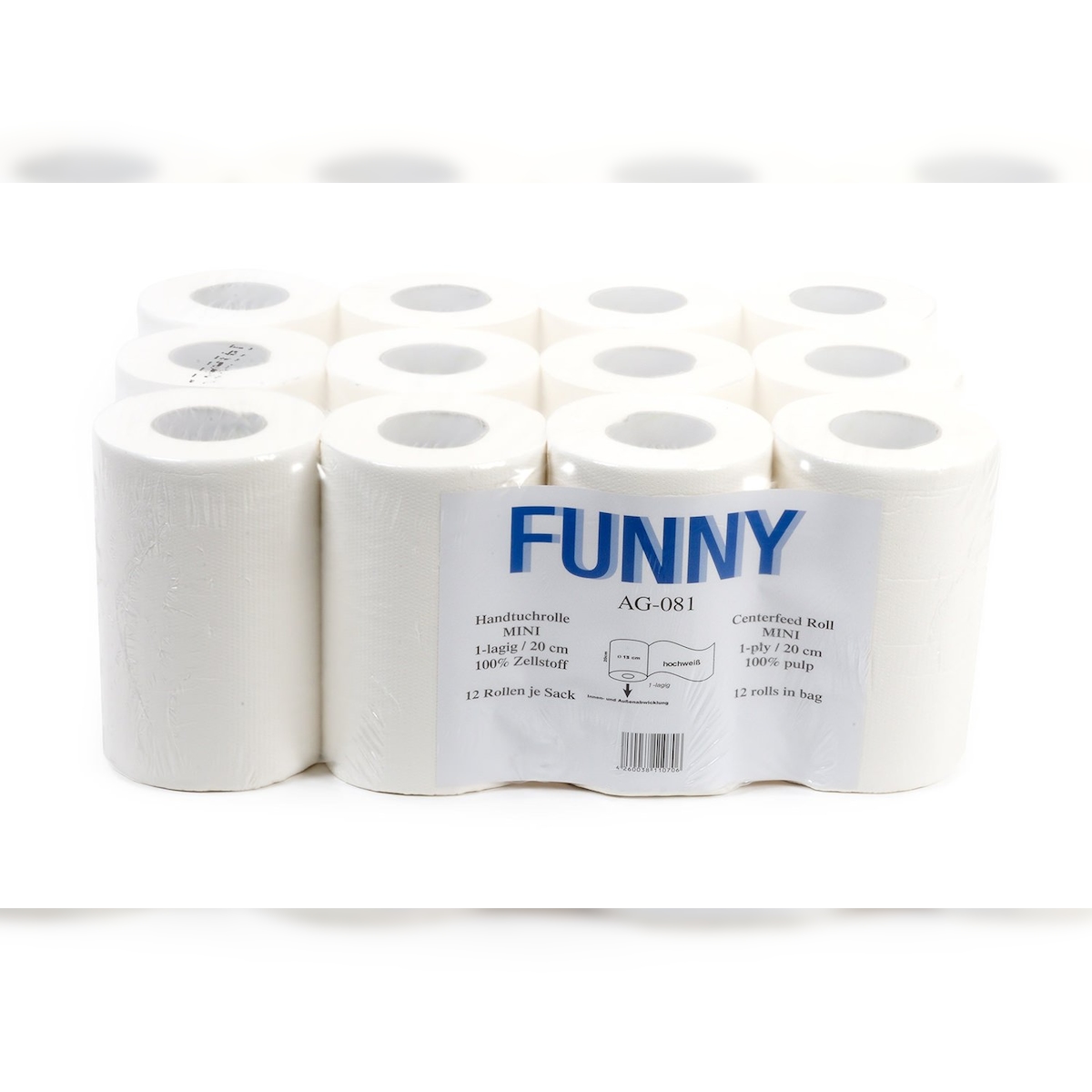 Funny Handtuchrollen, 1-lg, 20cm, Ø13cm, Innenabwicklung, hochweiß, Zellstoff, 12 Rollen Image