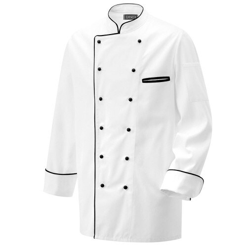 Exner 203 - Kochjacke weiß langarm mit Paspel in verschiedenen Farben : schwarz 100% Baumwolle 230 g/m² (15) 58 Image
