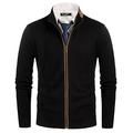 Knitwear Men Zip-up Cardigan Sweater Contrast Color Long Raglan Sleeve XL Black 95A21-1