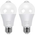 Aukora Motion Sensor Light Bulbs, 12W (100-Watt Equivalent) E26 Base A19 Motion Activated Dusk to Dawn LED Bulb Outdoor/Indoor for Front Door Garage Basement Hallway Stairs(Cold White 2 Pack)