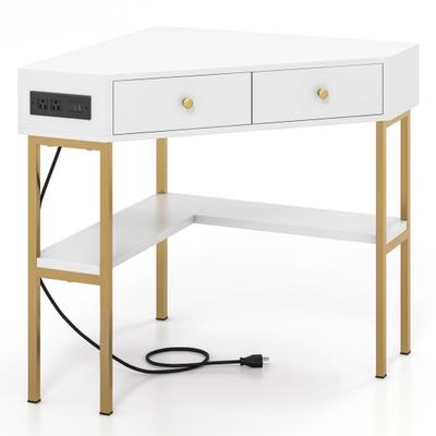 Costway Space Saving Corner Computer Desk with 2 L...