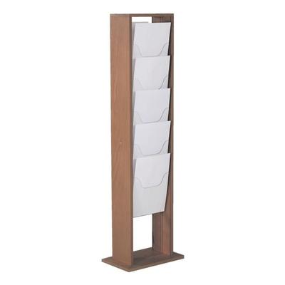 Boden-Prospektständer »WoodMagazine« 10x DIN A4 braun, update displays, 34.5x117.5x20.5 cm