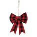 Red & Black Buffalo Check Bow Clip Ornament - 6" high by 5" wide.