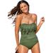 Plus Size Women's Fringe Bandeau One Piece Swimsuit by Swimsuits For All in Military (Size 12)