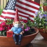 Arlmont & Co. Wellsboro EMT Paramedic Garden Gnome Statue Resin/Plastic in Blue/Red | 10 H x 4.5 W x 4 D in | Wayfair