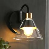 Breakwater Bay Johannah 1 - Light Dimmable Armed Sconce Glass/Metal in Black | 14.6 H x 5.1 W x 9.8 D in | Wayfair 6D4C73EBC0C64A45ABD11396599FD9B6