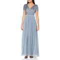 Maya Deluxe Women's Maya Dusty Blue V Neckline Embellished Maxi Dress Bridesmaid, 16