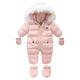 AIKSSOO Baby Snowsuit Hooded Romper Zipper Winter Fleece Footed Infant Boys Girls Jumpsuit (Pink, 6-9 Months)