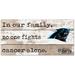 Carolina Panthers 2021 NFL Crucial Catch 6'' x 12'' In Our Family No One Fights Cancer Alone Sign