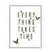 Stupell Industries Everything Takes Times Phrase Butterflies Grass Pattern XXL Stretched Canvas Wall Art By Daphne Polselli Canvas in Green | Wayfair