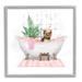 Stupell Industries Chic Yorkie Dog In Pink Bubble Bath White Framed Giclee Texturized Art By Ziwei Li Wood in Brown | 12 H x 12 W x 1.5 D in | Wayfair