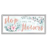 Stupell Industries Stop & Smell The Flowers Sentiment Pink Blossoms XXL Stretched Canvas Wall Art By Ziwei Li in Brown | Wayfair af-829_gff_13x30