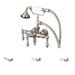 Water Creation Brushed Nickel 3 3/8-inch Center Wall Mount Tub Faucet with Down Spout, Straight Wall Connector, Handheld Shower