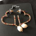 J. Crew Jewelry | J Crew Pav Heart Pearl Drop Earrings ~ Nwt | Color: Black | Size: Os