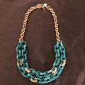 J. Crew Jewelry | J. Crew Turquoise Acetate And Rhinestone Necklace | Color: Black/Brown | Size: 22”