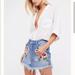 Free People Skirts | Free People Wild Rose Embroidered Mini Skirt - Size Small - Denim Skirt | Color: Blue | Size: 26