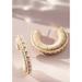 Anthropologie Jewelry | New! Anthropologie Embellished Wood Hoop Earrings | Color: Cream/Tan | Size: Os