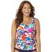 Plus Size Women's Classic Tankini Top by Swimsuits For All in Multi Tropical (Size 18)