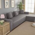 Wakects Corner Stretch Sofa Cover, L-shaped Corner Sofa with Sofa Throws with Left/Right Peninsula 3 + 2 Seater Stretch Sofa Cover with Peninsula, Protective Covers for L-shaped Cut Couch (Grey)