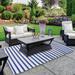 Blue 72 x 48 x 0.25 in Area Rug - Northlight Seasonal 4' x 6' & White Striped Rectangular Outdoor Area Rug | 72 H x 48 W x 0.25 D in | Wayfair