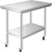 VEVOR Steel Work Table w/ Undershelf Plastic in Gray | 34 H x 24 W x 18 D in | Wayfair CFGZT24X18X34YC01V0