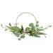 Northlight Seasonal Eucalyptus Leaf & Fern Golden Ring Wreath Spring Decor & Gold 30" in Green | 12 H x 30 W x 4 D in | Wayfair NORTHLIGHT YK91856