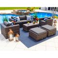 Latitude Run® Sorrento 6 Piece Rattan Sofa Seating Group w/ Cushions Synthetic Wicker/All - Weather Wicker/Wicker/Rattan in Gray | Outdoor Furniture | Wayfair