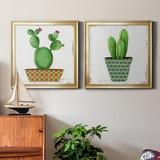 Dakota Fields Boho Cacti I - 2 Piece Picture Frame Painting Print Set on Canvas in Black/Blue/Green | 26.5 H x 53 W x 1.5 D in | Wayfair