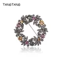 GTANG-Broche couronne de fleurs pour femme broche guirxiété de fleurs broche plaquée argent