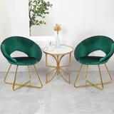 Gymax Set of 2 Accent Velvet Chairs Dining Chairs Arm Chair w/Golden - See Details